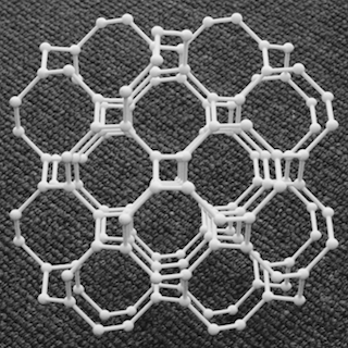 The hyperoctagon lattice is a three-dimensional tricoordinated lattice with space group symmetries I4132 (no. 241).